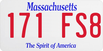 MA license plate 171FS8