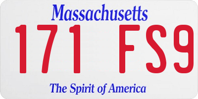 MA license plate 171FS9
