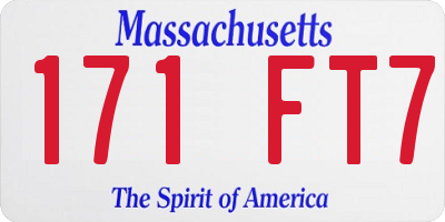 MA license plate 171FT7