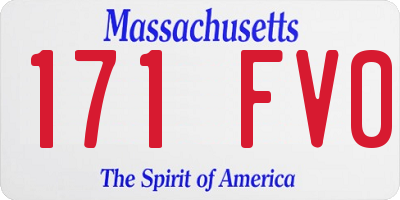 MA license plate 171FV0