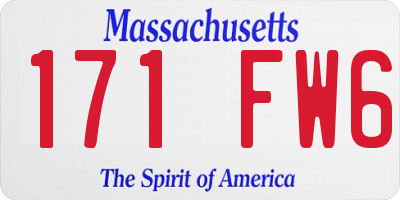 MA license plate 171FW6