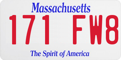 MA license plate 171FW8