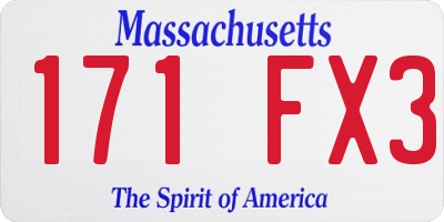 MA license plate 171FX3