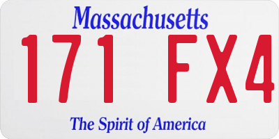 MA license plate 171FX4