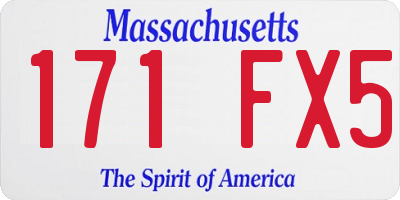 MA license plate 171FX5