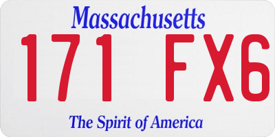 MA license plate 171FX6