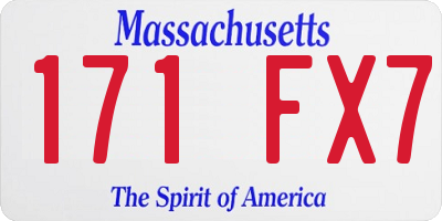 MA license plate 171FX7