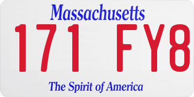 MA license plate 171FY8