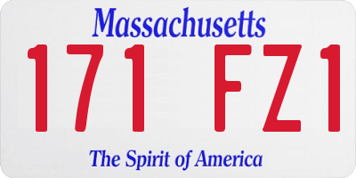 MA license plate 171FZ1