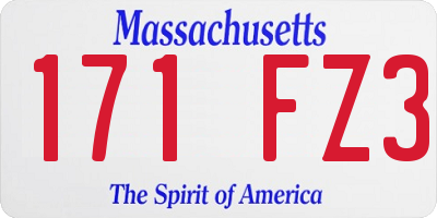 MA license plate 171FZ3