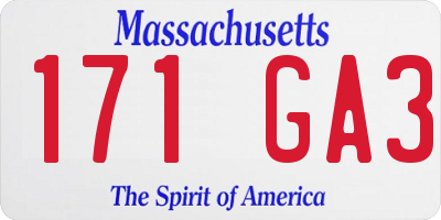 MA license plate 171GA3