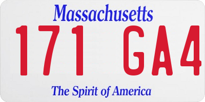 MA license plate 171GA4