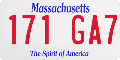 MA license plate 171GA7