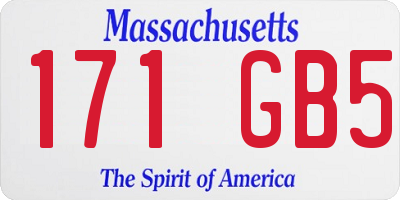 MA license plate 171GB5