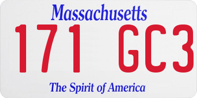 MA license plate 171GC3