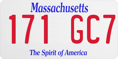 MA license plate 171GC7