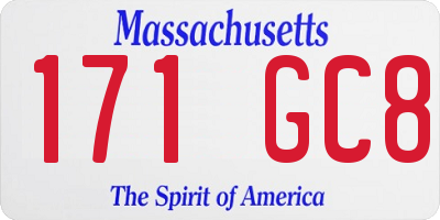 MA license plate 171GC8