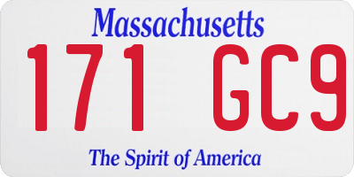 MA license plate 171GC9