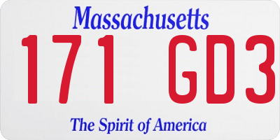 MA license plate 171GD3