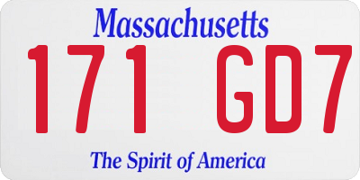 MA license plate 171GD7
