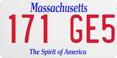 MA license plate 171GE5