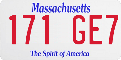 MA license plate 171GE7