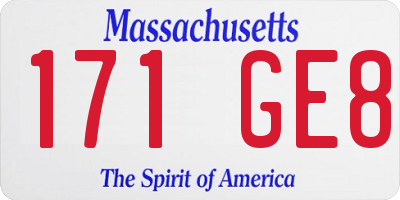 MA license plate 171GE8