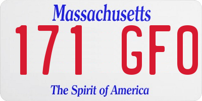 MA license plate 171GF0