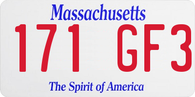 MA license plate 171GF3