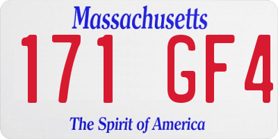 MA license plate 171GF4