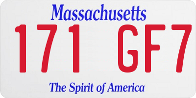 MA license plate 171GF7