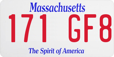 MA license plate 171GF8