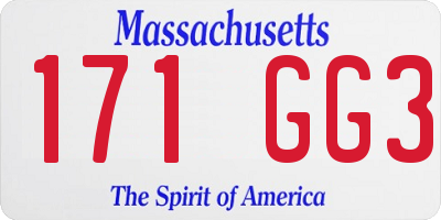MA license plate 171GG3
