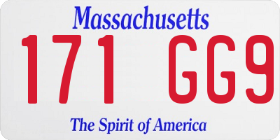 MA license plate 171GG9
