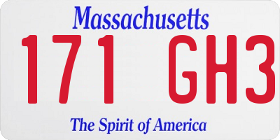 MA license plate 171GH3