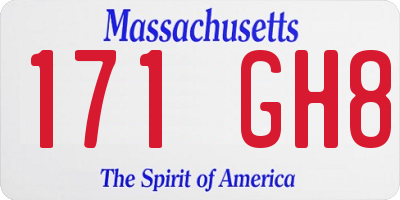 MA license plate 171GH8