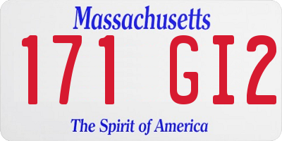 MA license plate 171GI2