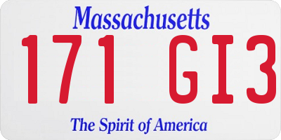 MA license plate 171GI3
