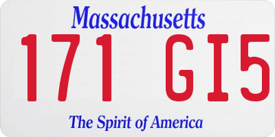 MA license plate 171GI5