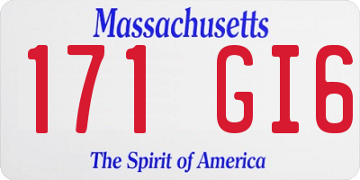 MA license plate 171GI6