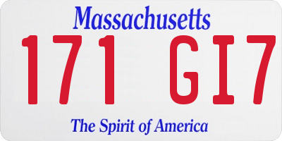 MA license plate 171GI7