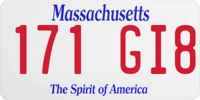 MA license plate 171GI8