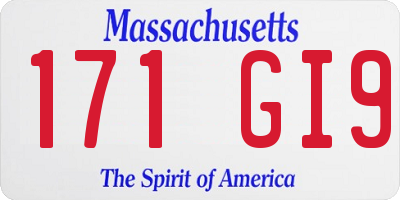 MA license plate 171GI9