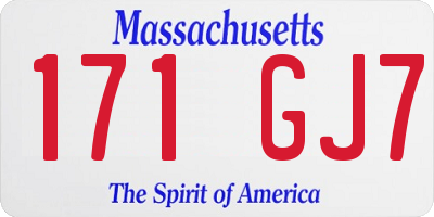 MA license plate 171GJ7