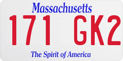 MA license plate 171GK2