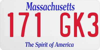 MA license plate 171GK3