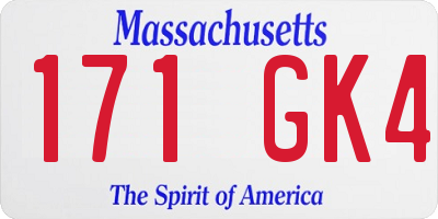 MA license plate 171GK4
