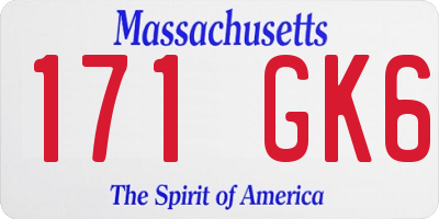 MA license plate 171GK6