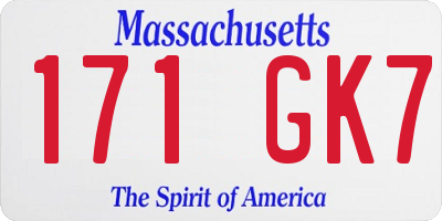 MA license plate 171GK7
