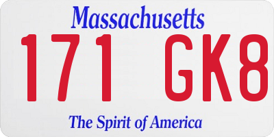 MA license plate 171GK8